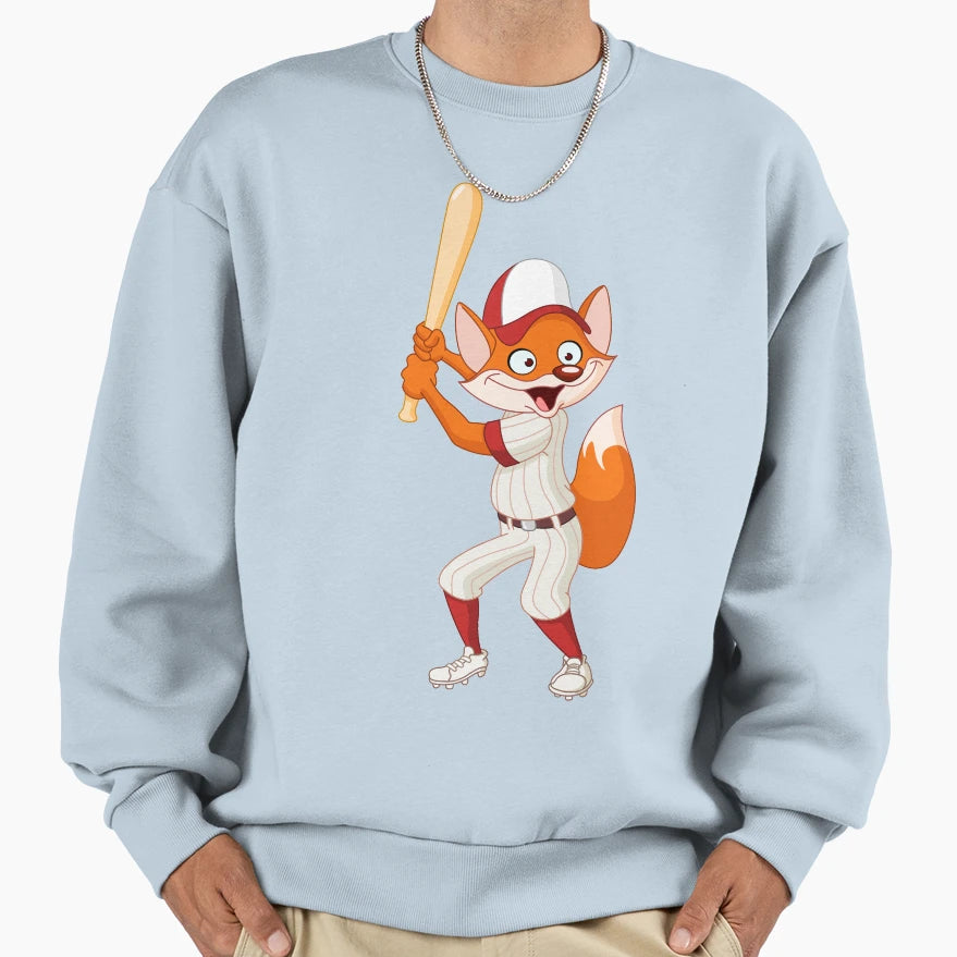 Baseball Fox Sweatshirt - Aesthetic Graphic Men Women - T-Shirt, Sweatshirt, Hoodie