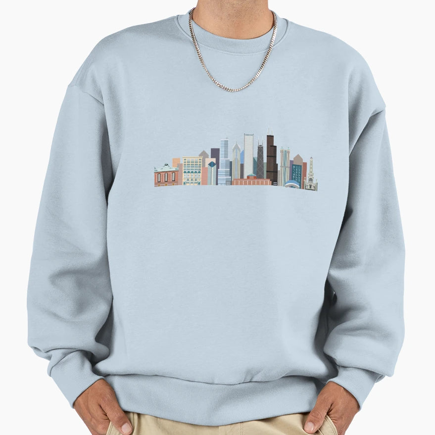 Chicago Skyline Sweatshirt - Unique Graphic Unisex - T-Shirt, Sweatshirt, Hoodie
