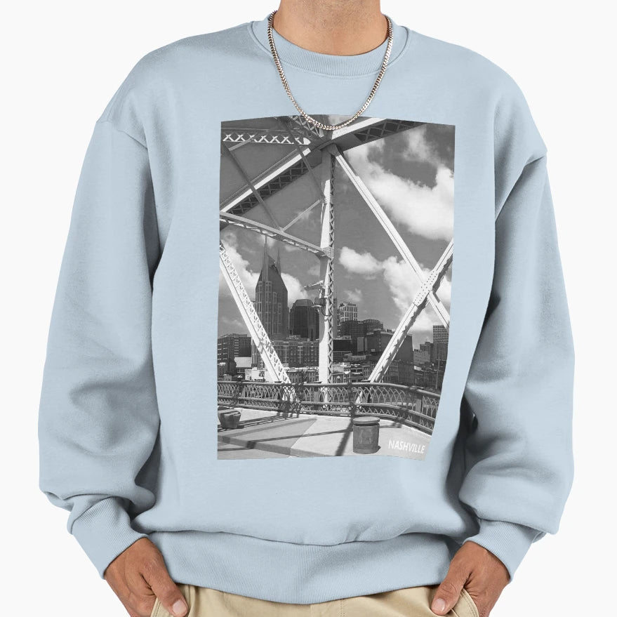Nashville City Scape Black And White Sweatshirt - Streetwear Style Unisex - T-Shirt, Sweatshirt, Hoodie