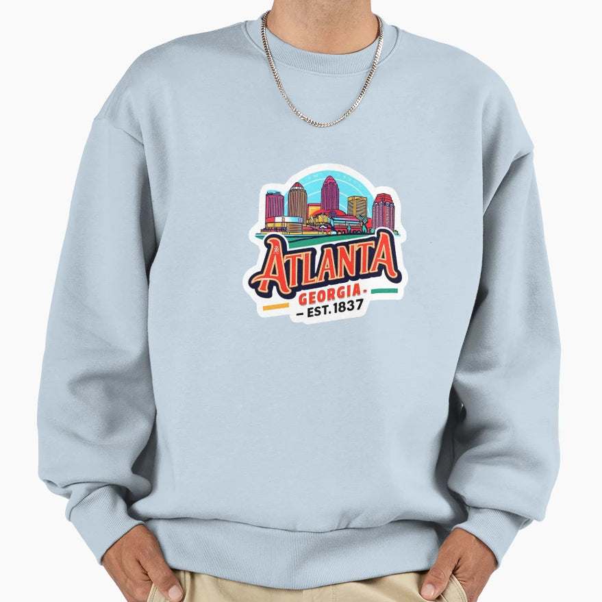 Atlanta Georgia Skyline Est Sweatshirt - Casual Everyday Wear Men Women - T-Shirt, Sweatshirt, Hoodie