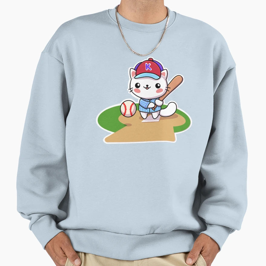 2 Baseball Cat Sweatshirt - Casual Everyday Wear Men Women - T-Shirt, Sweatshirt, Hoodie