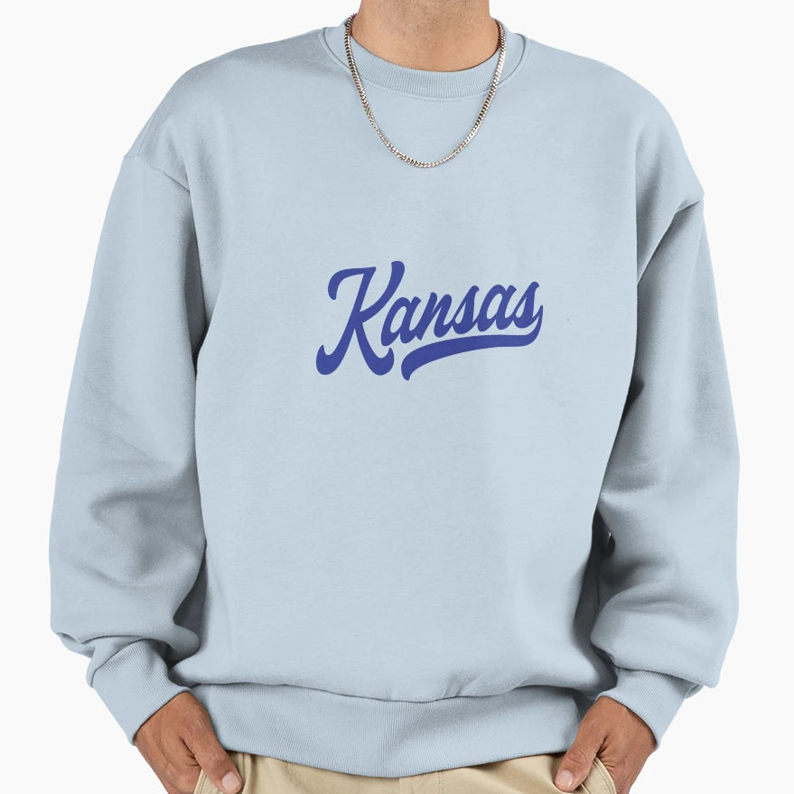 Kansas Script Text Wordmark Sweatshirt - Minimalist Print Men Women - T-Shirt, Sweatshirt, Hoodie