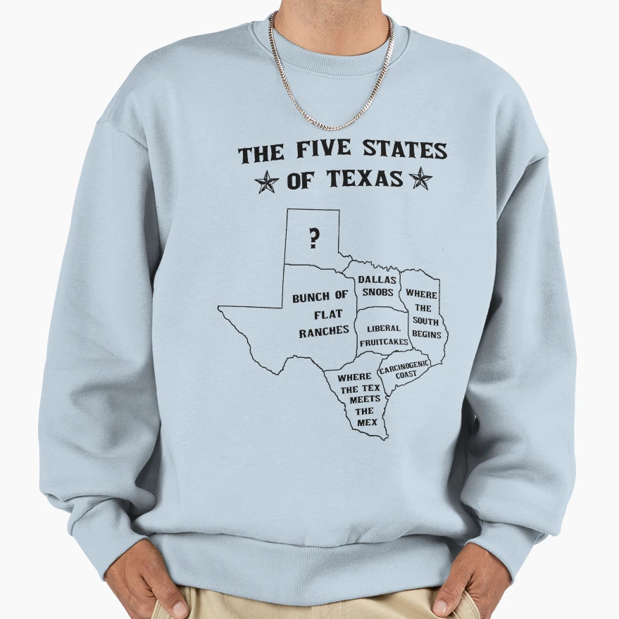 5 States Texas Sweatshirt - Minimalist Print for Adults - T-Shirt, Sweatshirt, Hoodie