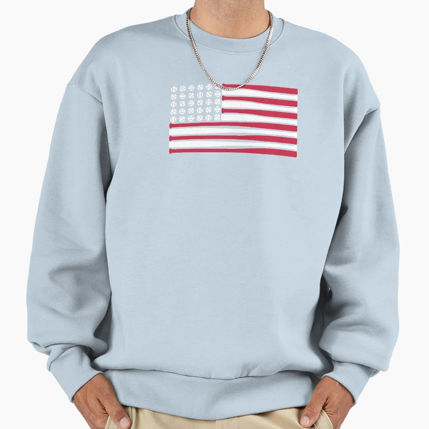 Usa Baseball Flag Sweatshirt - Trendy Graphic Men Women - T-Shirt, Sweatshirt, Hoodie