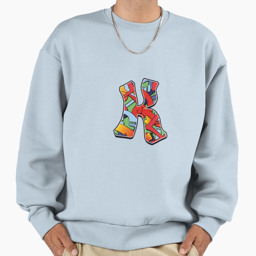 Letter K Color Sweatshirt - Aesthetic Graphic for Adults - T-Shirt, Sweatshirt, Hoodie