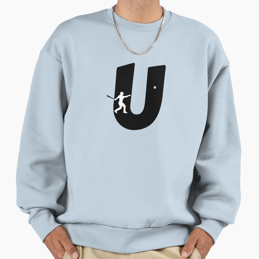 Personalized Baseball Initial U Sweatshirt - Custom Art Print for Adults - T-Shirt, Sweatshirt, Hoodie