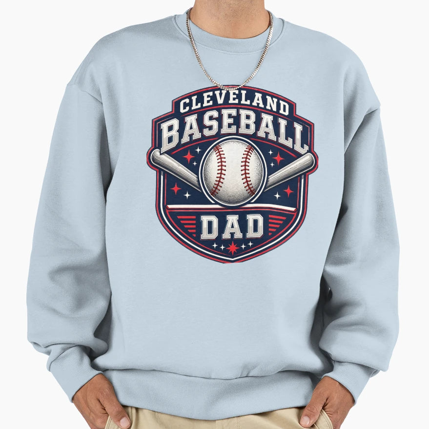Cleveland Baseball Dad Red Blue T-Shirt - Custom Art Print for Adults - T-Shirt, Sweatshirt, Hoodie