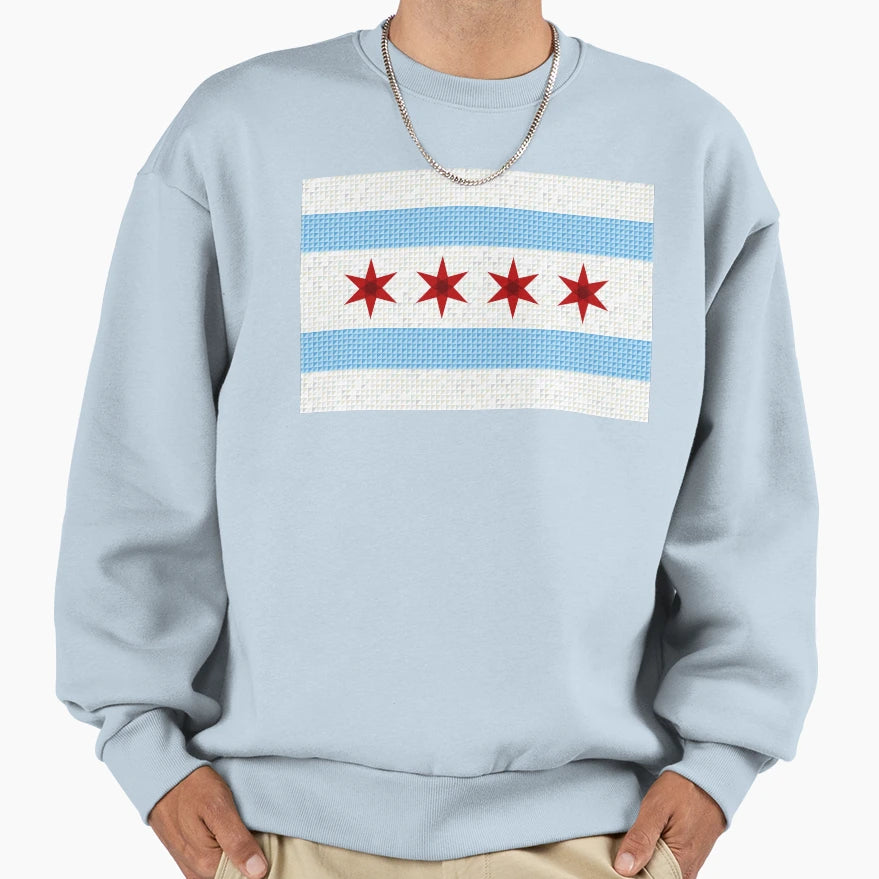 Chicago Flag Sweatshirt - Novelty Apparel Unisex - T-Shirt, Sweatshirt, Hoodie