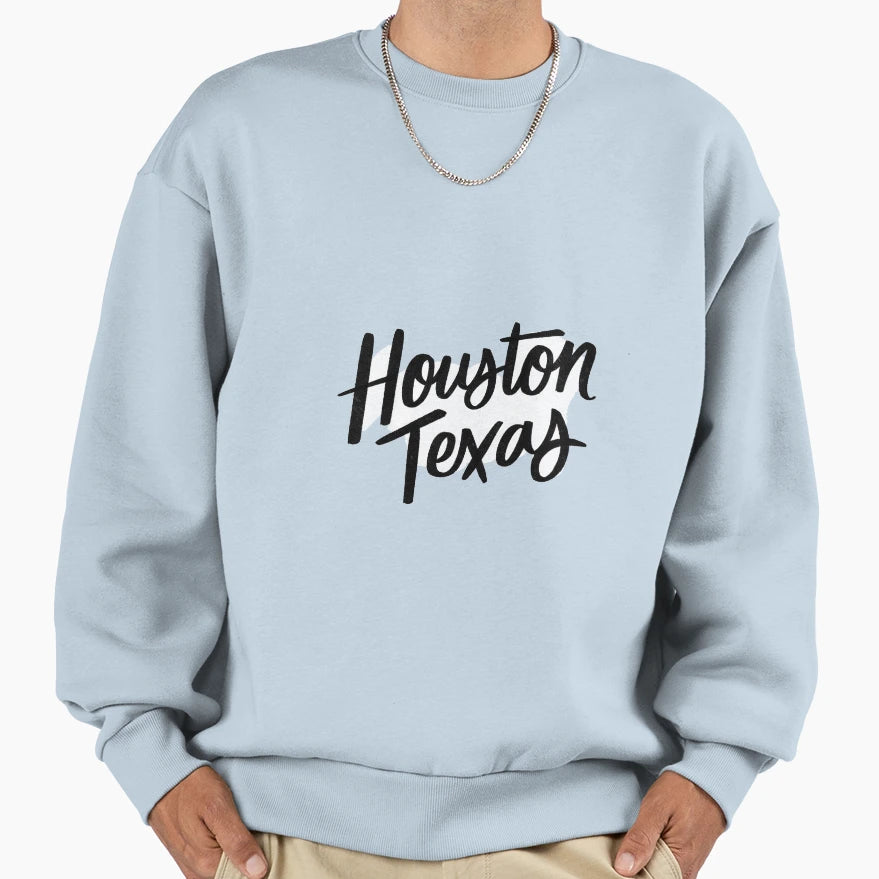 Houston Texas Black Sweatshirt - Novelty Apparel for Adults - T-Shirt, Sweatshirt, Hoodie