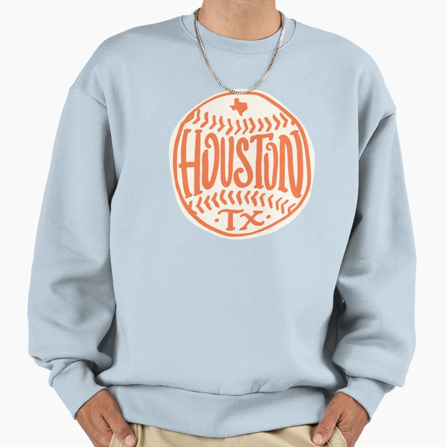 Houston Texas Hand Drawn Baseball Sweatshirt - Aesthetic Graphic Men Women - T-Shirt, Sweatshirt, Hoodie