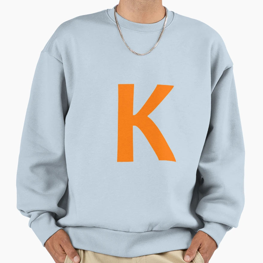 Orange Color Letter K Sweatshirt - Minimalist Print Men Women - T-Shirt, Sweatshirt, Hoodie