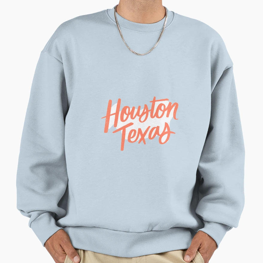 Houston Texas Orange Sweatshirt - Graphic Print for Adults - T-Shirt, Sweatshirt, Hoodie