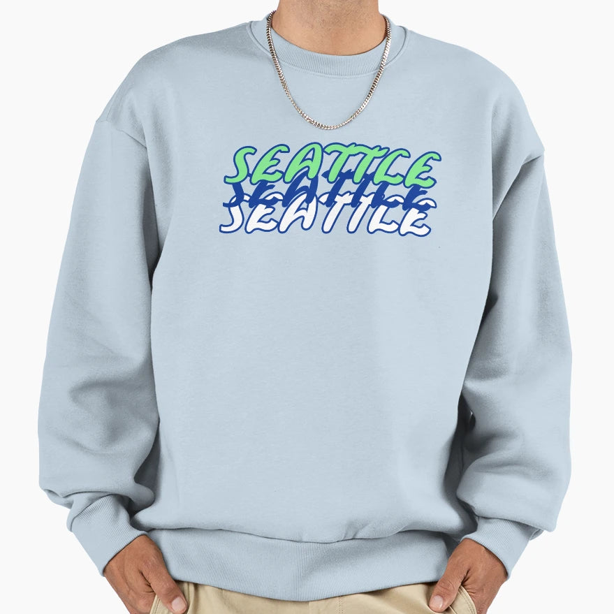 Seattle Washington Usa Green White Sweatshirt - Graphic Print for Adults - T-Shirt, Sweatshirt, Hoodie