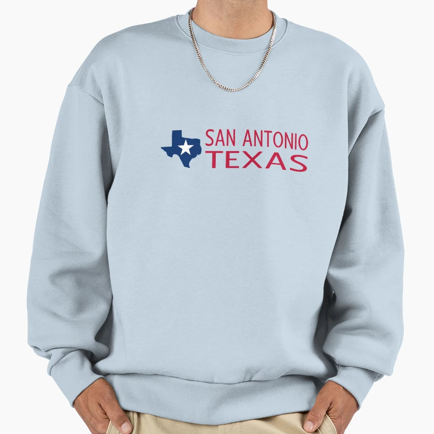 Texas San Antonio State Shape Star Sweatshirt - Aesthetic Graphic Men Women - T-Shirt, Sweatshirt, Hoodie