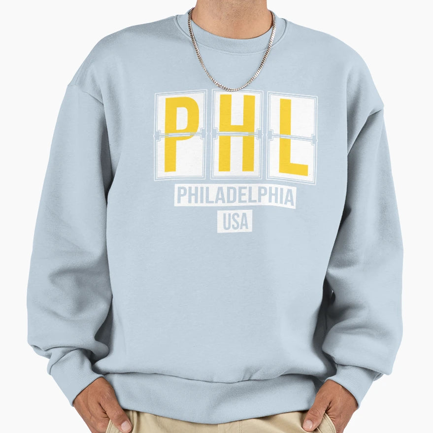 Phl Philadelphia Airport Code T-Shirt - Casual Everyday Wear Men Women - T-Shirt, Sweatshirt, Hoodie