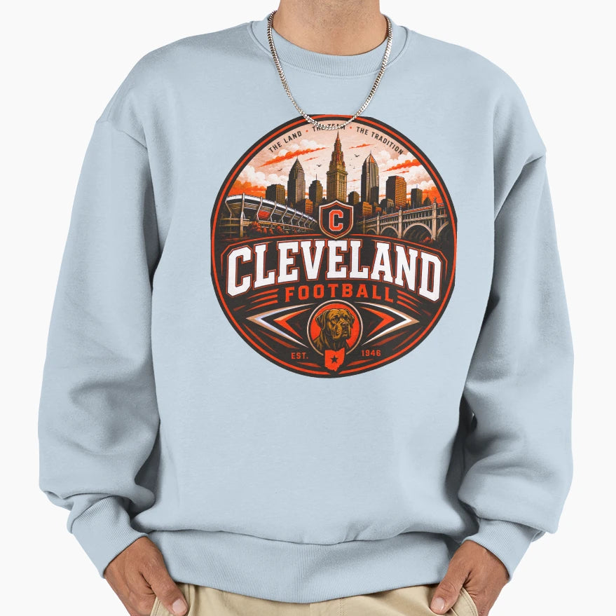 Cleveland Football City Skyline Sports T-Shirt - Streetwear Style Unisex - T-Shirt, Sweatshirt, Hoodie
