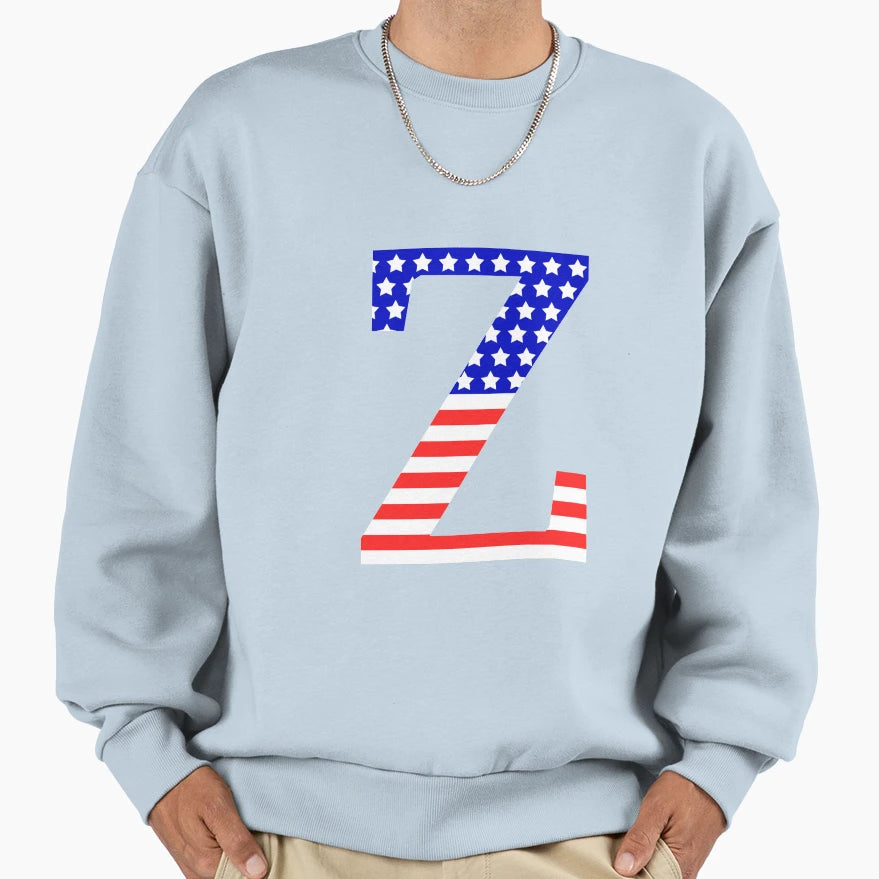 Zeta Symbol American Flag Sweatshirt - Streetwear Style Unisex - T-Shirt, Sweatshirt, Hoodie