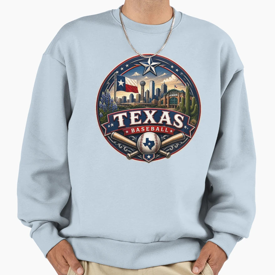 Texas Baseball Logo Lone Star Sports Fan Hoodie - Minimalist Print Unisex - T-Shirt, Sweatshirt, Hoodie