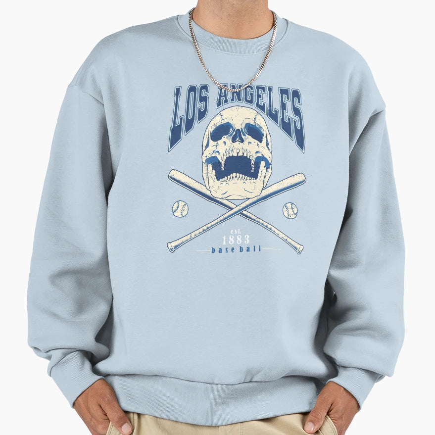 Skull Los Angeles Baseball Sweatshirt - Custom Art Print for Adults - T-Shirt, Sweatshirt, Hoodie