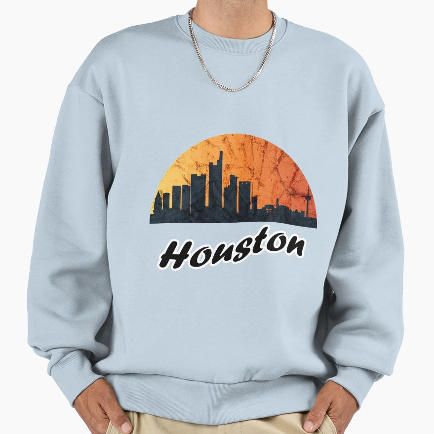 Houston Texas Skyline Sunset Sweatshirt - Aesthetic Graphic Unisex - T-Shirt, Sweatshirt, Hoodie