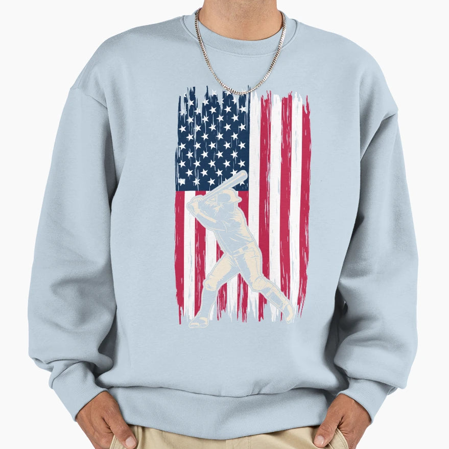 Usa Baseball Flag Funny American Logo Sweatshirt - Unique Graphic Unisex - T-Shirt, Sweatshirt, Hoodie