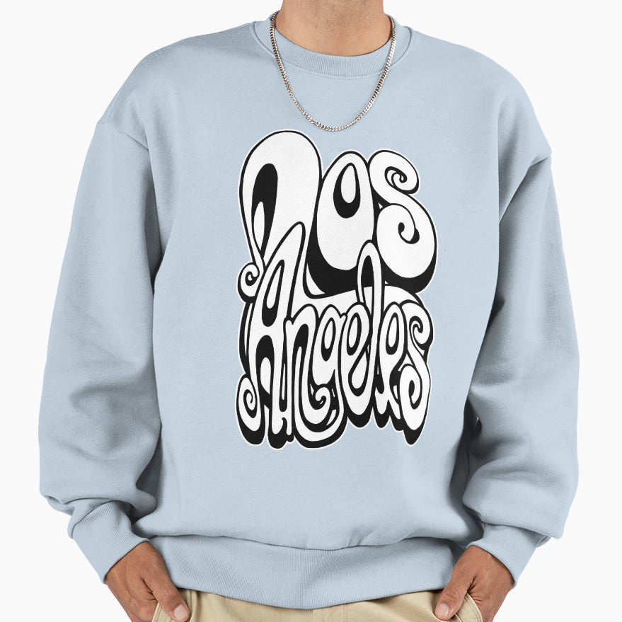 Los Angeles Lettering Art White And Black Sweatshirt - Graphic Print Unisex - T-Shirt, Sweatshirt, Hoodie