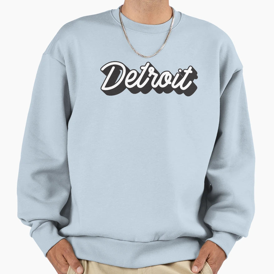 Dimensional Script Detroit Sweatshirt - Minimalist Print for Adults - T-Shirt, Sweatshirt, Hoodie