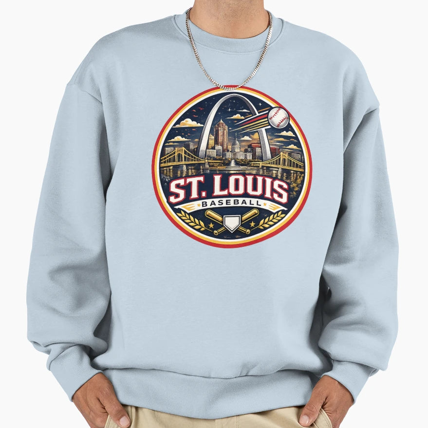 St Louis Baseball City Logo Arch T-Shirt - Casual Everyday Wear Men Women - T-Shirt, Sweatshirt, Hoodie