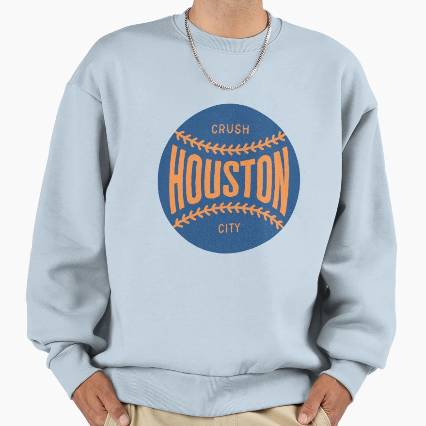 Houston Baseball Ball Stitching Sweatshirt - Unique Graphic Men Women - T-Shirt, Sweatshirt, Hoodie
