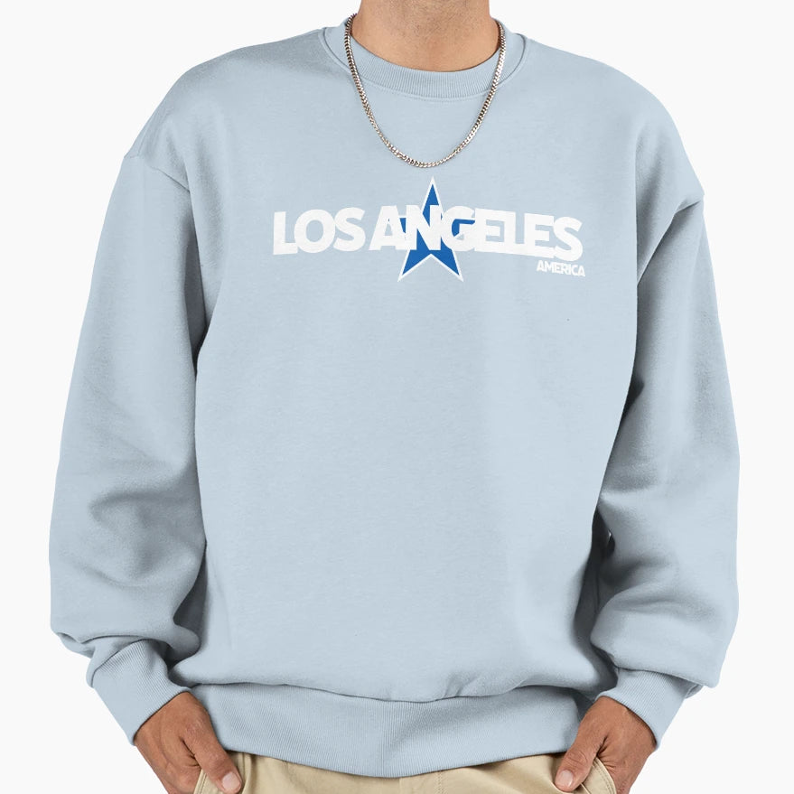 Los Angeles America Including Blue Star Sweatshirt - Unique Graphic Unisex - T-Shirt, Sweatshirt, Hoodie