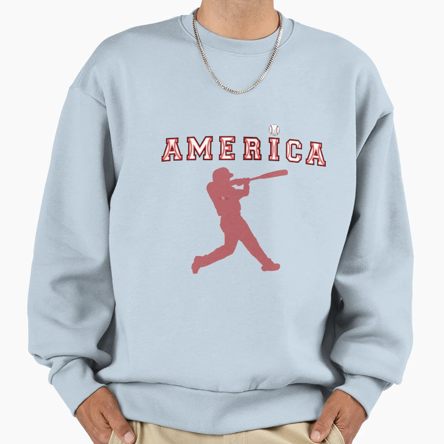 America Baseball Lover Sweatshirt - Trendy Graphic Men Women - T-Shirt, Sweatshirt, Hoodie
