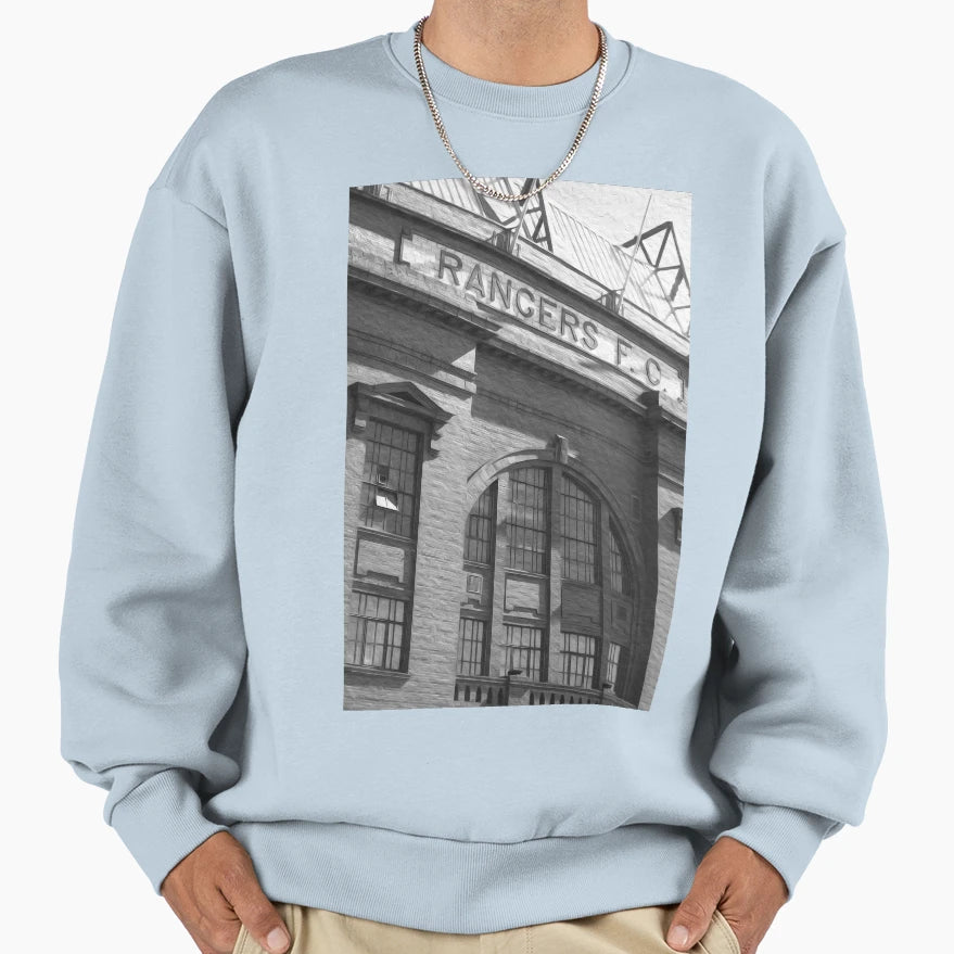 Ibrox Black And White Sweatshirt - Unique Graphic Unisex - T-Shirt, Sweatshirt, Hoodie
