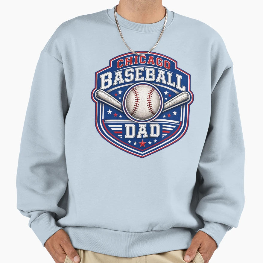 Chicago Baseball Dad Blue Red Baseball T-Shirt - Fun Novelty Design Unisex - T-Shirt, Sweatshirt, Hoodie