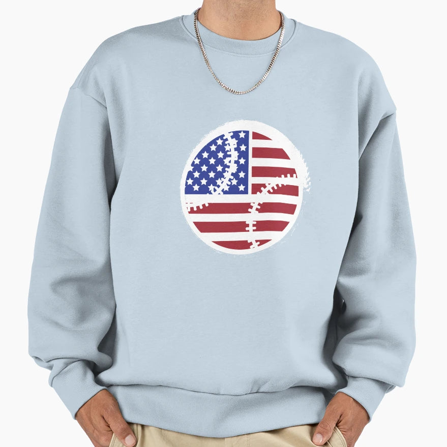 American Flag Baseball Sweatshirt - Fun Novelty Design for Adults - T-Shirt, Sweatshirt, Hoodie