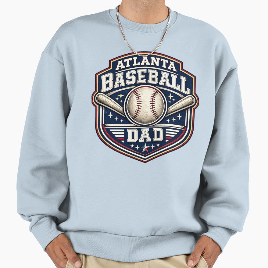 Atlanta Baseball Dad Red Navy Baseball T-Shirt - Aesthetic Graphic Unisex - T-Shirt, Sweatshirt, Hoodie