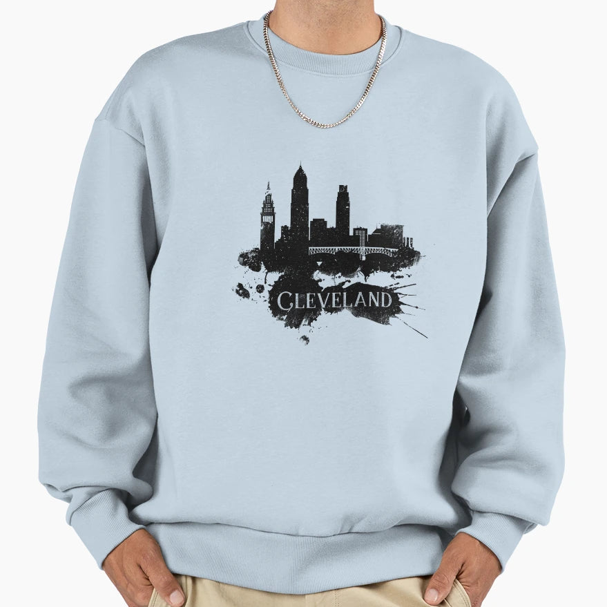 Cleveland Skyline Grunge Sweatshirt - Trendy Graphic for Adults - T-Shirt, Sweatshirt, Hoodie