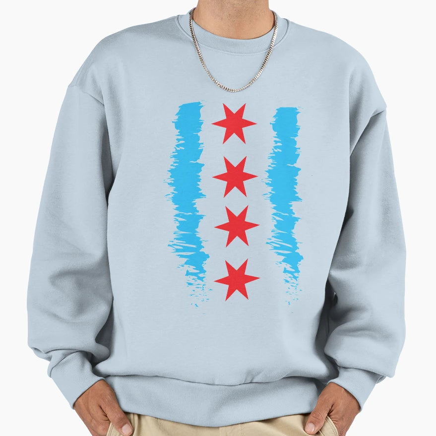 Chicago Flag Sweatshirt - Casual Everyday Wear Men Women - T-Shirt, Sweatshirt, Hoodie