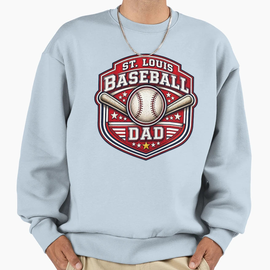 St Louis Baseball Dad Red Navy T-Shirt - Casual Everyday Wear for Adults - T-Shirt, Sweatshirt, Hoodie