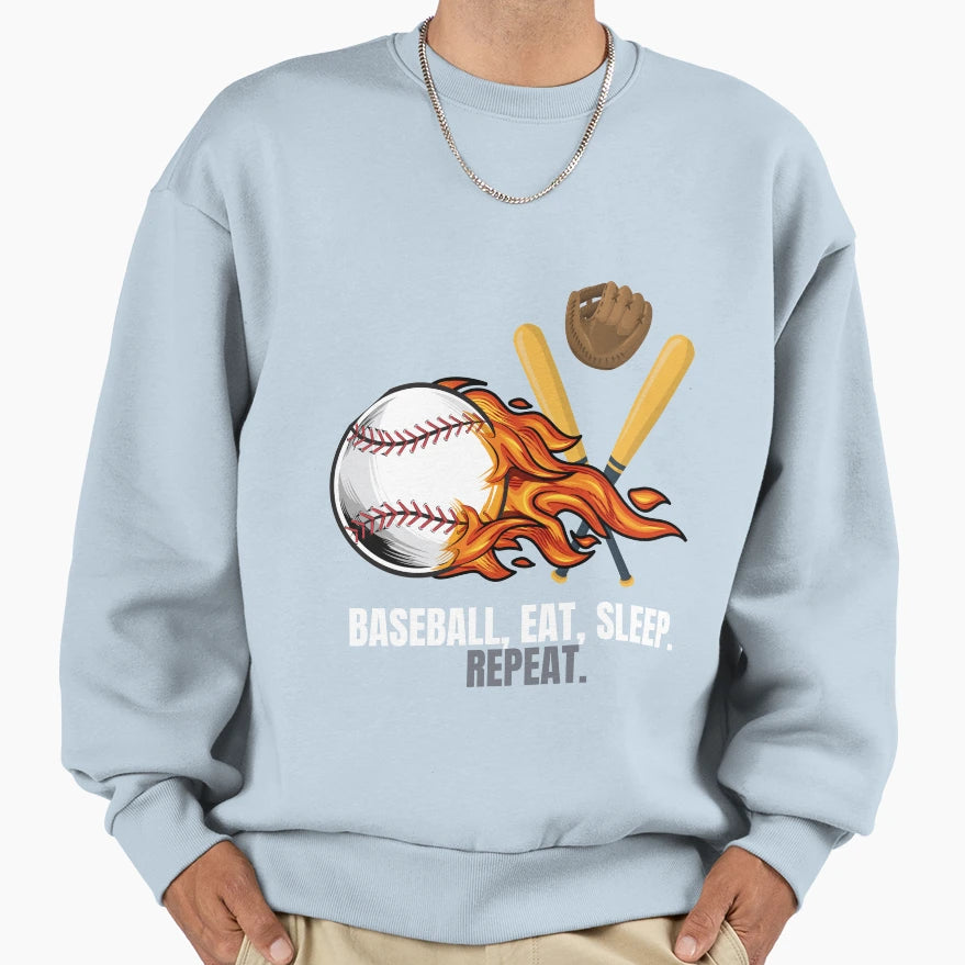 Baseball Eat Sleep Repeat T-Shirt - Unique Graphic Men Women - T-Shirt, Sweatshirt, Hoodie