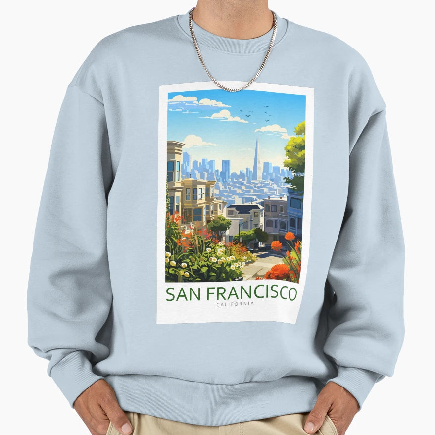 Minimalistic San Francisco California Sweatshirt - Custom Art Print Unisex - T-Shirt, Sweatshirt, Hoodie