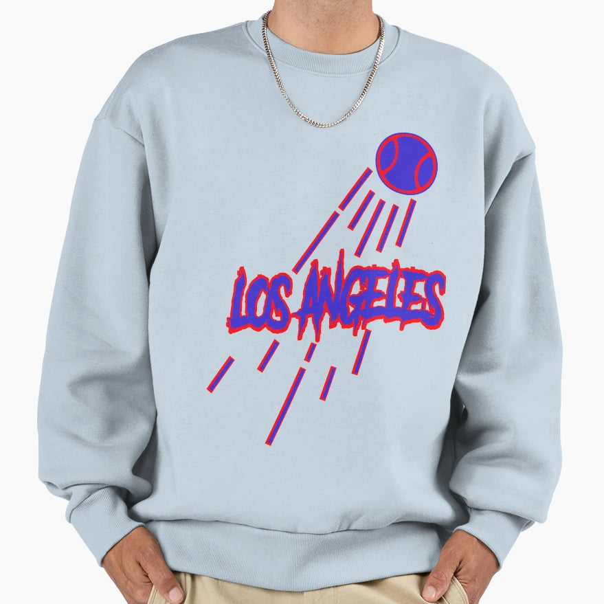 Los Angeles Baseball Red Blue Sweatshirt - Graphic Print for Adults - T-Shirt, Sweatshirt, Hoodie