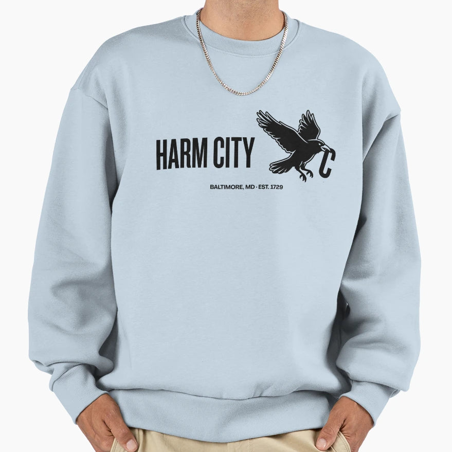 C Harm City Baltimore Md Sweatshirt - Novelty Apparel for Adults - T-Shirt, Sweatshirt, Hoodie