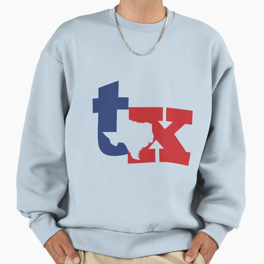 Tx Blue Red Sweatshirt - Unique Graphic for Adults - T-Shirt, Sweatshirt, Hoodie