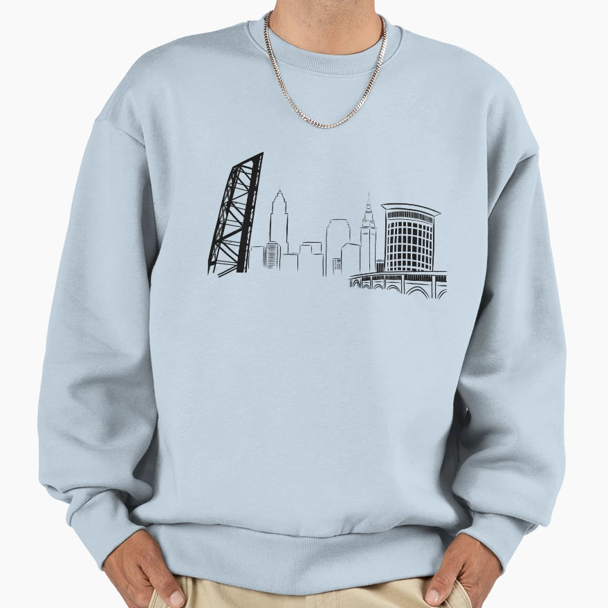 Cle Skyline Sweatshirt - Fun Novelty Design Unisex - T-Shirt, Sweatshirt, Hoodie