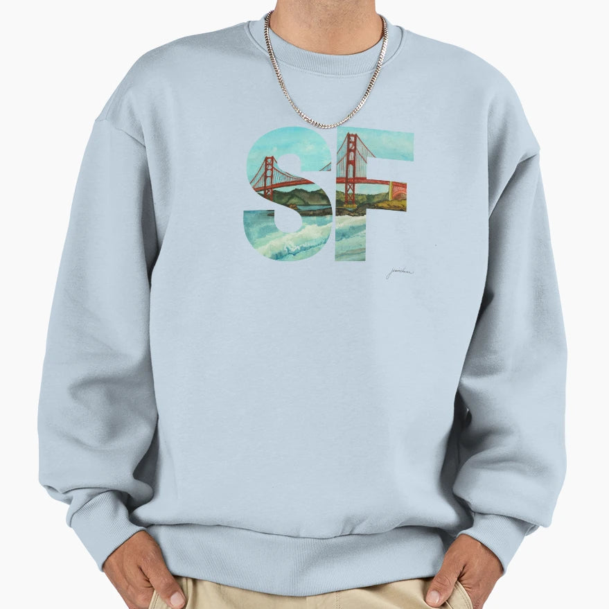 San Francisco Sf Golden Gate Bridge Sweatshirt - Minimalist Print Unisex - T-Shirt, Sweatshirt, Hoodie