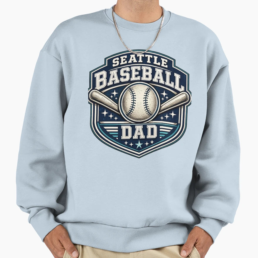 Seattle Baseball Dad Navy Teal Baseball T-Shirt - Streetwear Style Unisex - T-Shirt, Sweatshirt, Hoodie