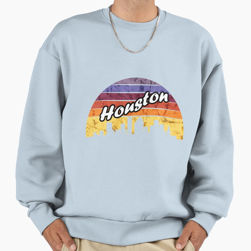 Houston Texas Skyline Sunset Sweatshirt - Custom Art Print Unisex - T-Shirt, Sweatshirt, Hoodie