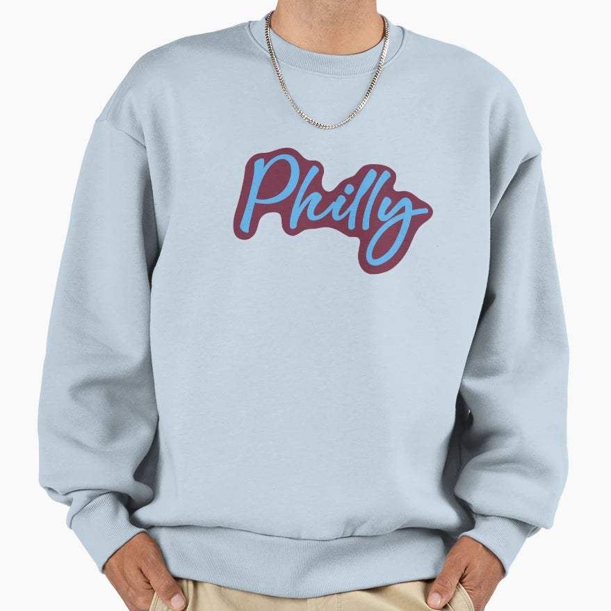 Philly Handwritten Font Sweatshirt - Novelty Apparel for Adults - T-Shirt, Sweatshirt, Hoodie