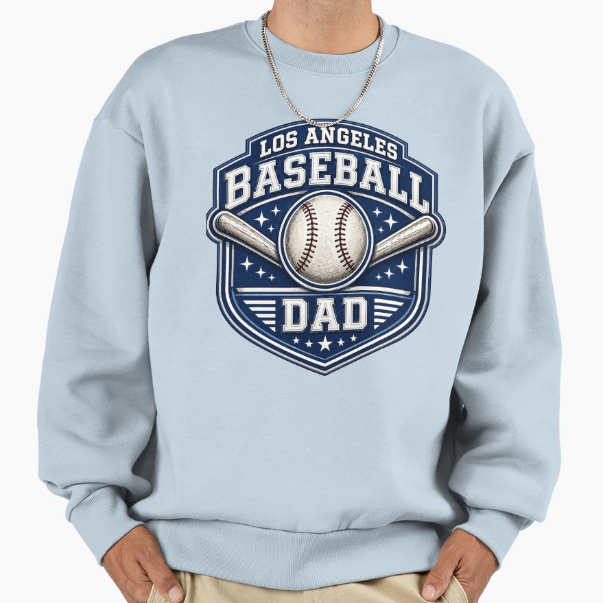 Los Angeles Baseball Dad Blue T-Shirt - Custom Art Print Men Women - T-Shirt, Sweatshirt, Hoodie