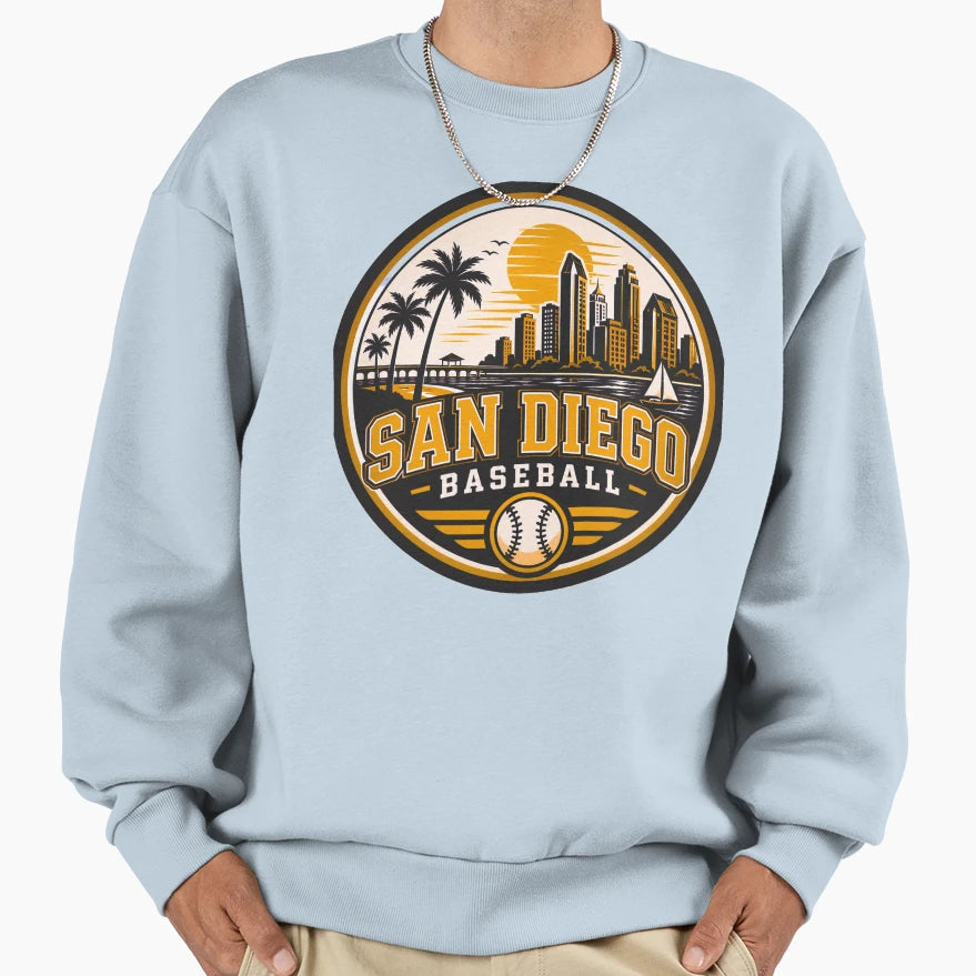 San Diego Sports Logo Coastal Baseball Hoodie - Custom Art Print Men Women - T-Shirt, Sweatshirt, Hoodie